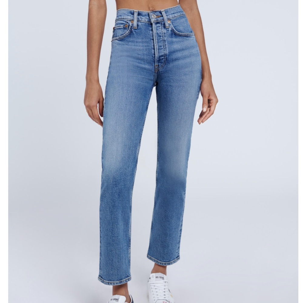 Re/done - High Rise Stove Pipe Jeans